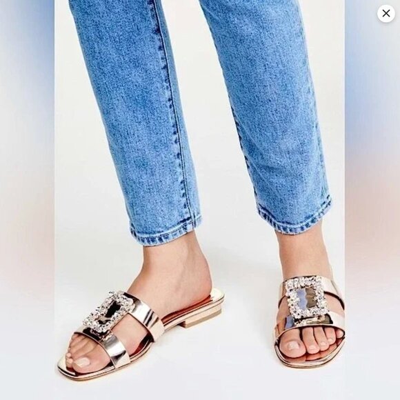 Badgley Mischka Collection Josette Slide Sandals, Champagne Gold, size 8, NIB - Picture 13 of 13